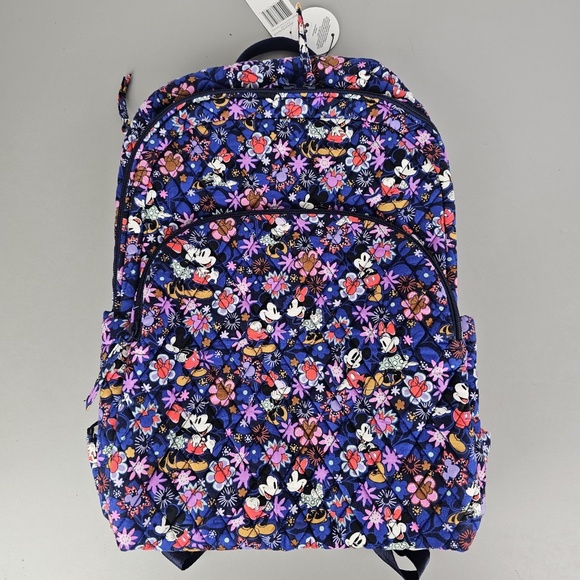 Vera Bradley Disney Essential Large Backpack Mickey & Minnie Sweet Floral Blue - Picture 1 of 5